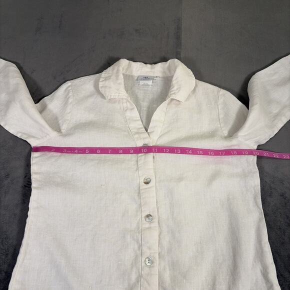 Hot Cotton Marc Ware Top Womens Small White 3/4 Sleeve 100% Linen Bnfts Charity - Picture 9 of 11
